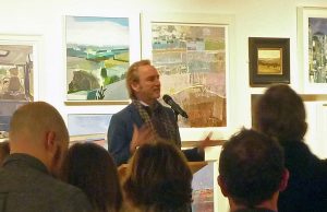 Phillip Mould speaking at the private view